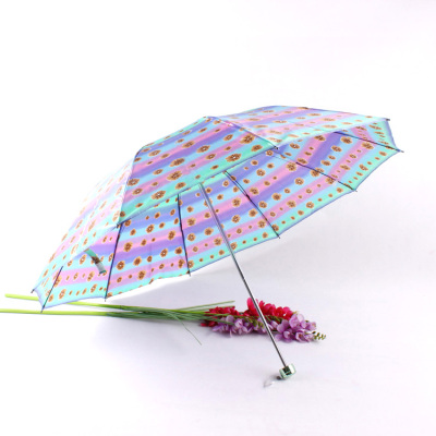 10 bone increase color lilacia cloth umbrella boutique three fold foreign trade umbrella printing stalls umbrella