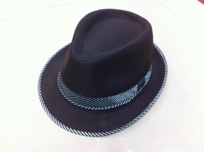 Black Top Hat with Black and White Stripes