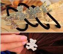 Korean Style Alloy Diamond Crystal Rhinestone Hair Band Bow Hair Accessories Cartoon Pattern Hair Rope Rubber Band