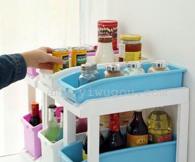 Creative Candy-colored double plastic multifunctional storage box finishing drawer kitchen storage baskets