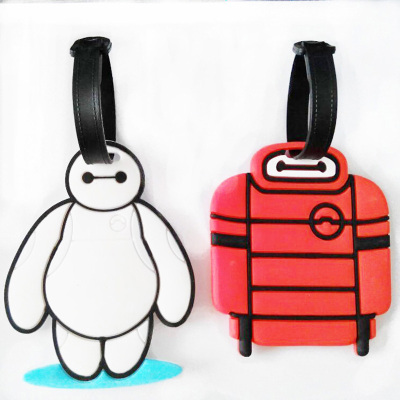 Wholesale and retail stock cartoon soft glue solid luggage tag luggage brand white Super marine