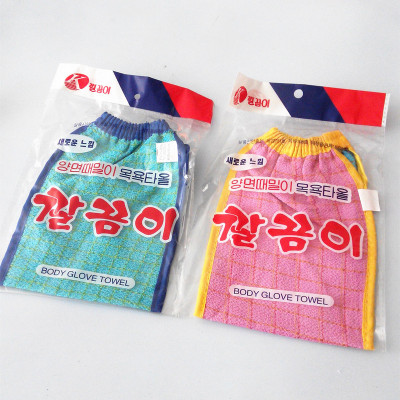 Korean manufacturers wholesale bath towel plaid double washcloth bath gloves
