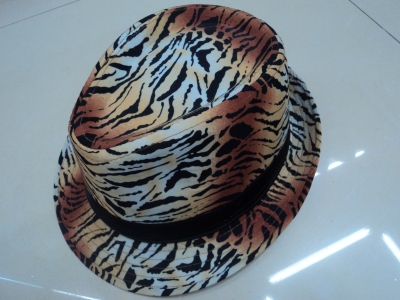 Polyester Cotton Coffee Color and Leopard Print Top Hat