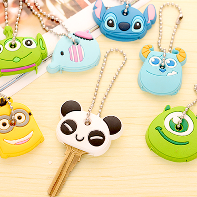 Style of many cartoon protect student key cover key chain pendant set