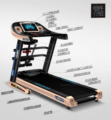YB-9520AS multifunctional folding ultra-quiet motorized treadmill