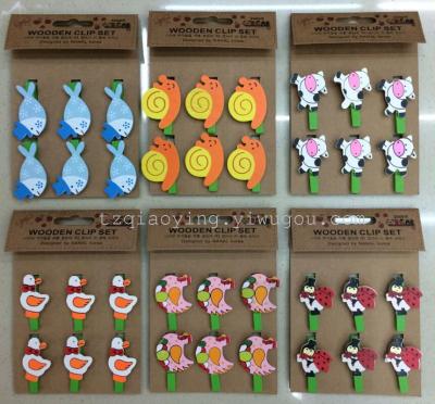 Wooden clip Woody cartoon clips wooden animal clips