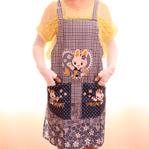 Q Korean cute cartoon bunny apron kitchen chores antifouling canvas fashion aprons