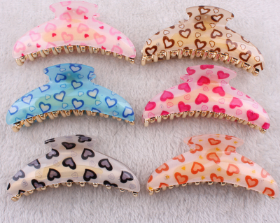 Korean version of the popular high-grade acrylic heart shape 11 cm grip chuck hair accessories