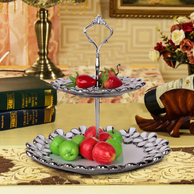 Gao Bo Decorated Home Ceramic crafts two-tier fruit plate detachable bracket combo bowls