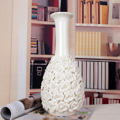 Gao Bo Decorated Home European style decoration craft furnishing piece hand-kneaded electroplated rose ceramic vase