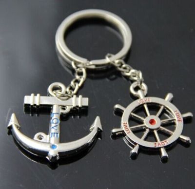 Creative explosions rudder anchor metal key chain couple Keychain pendant customized wholesale logo