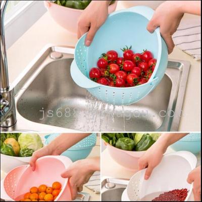 Kitchen creative flip up drain basket wash the plastic filter basket water fruit bowl