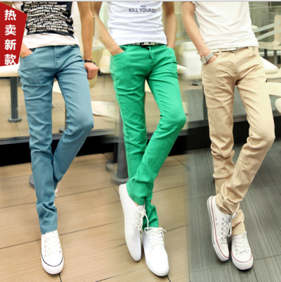 Men's jeans stretch pants candy multicolor thin jeans men