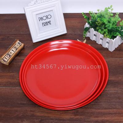 Hot red and black circular tray melamine 35cm factory direct supply