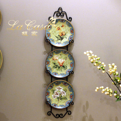 American pastoral countryside crafts butterfly orchids hanging plates ceramic hand-painted decorative painted furniture 