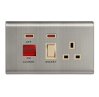 British series 45A/20A/13A kitchen in brushed stainless steel switch socket