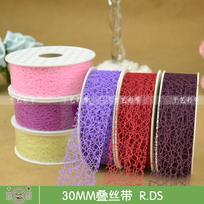 "Thousand Arts ideal" factory direct 3CM folded silk ribbons high-end DIY packaging NET