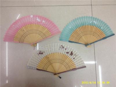 Suzhou technology fan Xian rabbit 8 word loop red bamboo fan Matt day and the wind Korea fan