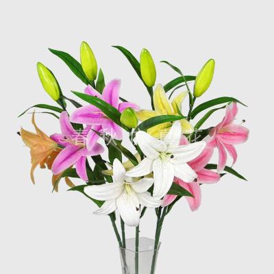 Simulation of three rubber Lily Lily home decor artificial flower corsage