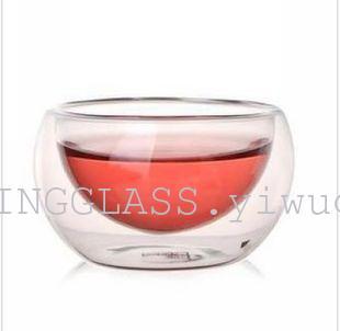 High temperature resistance double-wall glass cup small tea cup 