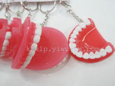 Dentures authentic Keychain key ring green trick dentures denture resin pendants cheap wholesale factory