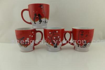 Glazed ceramic coffee cup advertising glass Valentines mugs