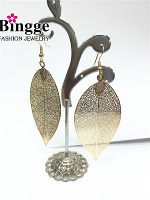 Accusative of Yiwu jewelry factory direct computer-chip women's jewelry simulated leaf earrings