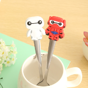A white silicone handles stainless steel coffee spoon cartoon spoon stirring spoon spoons