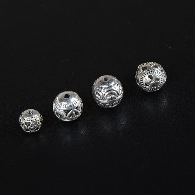 PJ261 Tibetan silver beads Tibetan silver Emboss straight round faceted beads DIY accessories