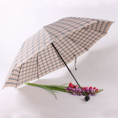 Oversized Checkered Umbrella Double Three-Person Umbrella Business Umbrella All-Weather Umbrella for Men and Women