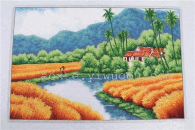 Golden grain embroidery home decor paintings