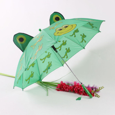 cartoon frog creative kid's straight umbrella lovely ear umbrella sun protection 