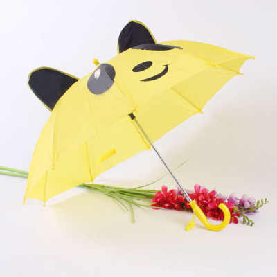 lovely cartoon panda children's straight umbrella ear umbrella with whistle 