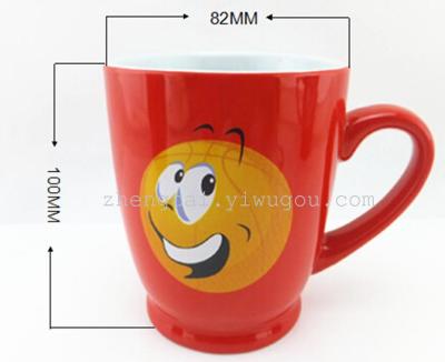 11 oz colored cartoon ceramic Cup smiley cup red glazed ceramic mug