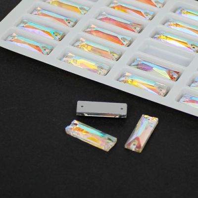 Crystal AB Beads  Flatback Glass Rectangle Beads Sew On 2 Holes For Dress Making DIY Beads