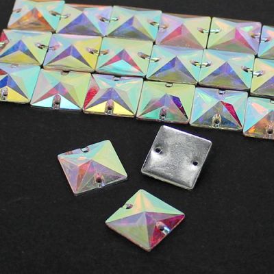 Crystal Beads 16mm 22mm Square Flatback Resin Beads High Shine DIY Beads For Garment Accessory Sew On Crystal Beads