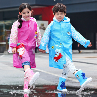 Child backpack children inflatable raincoat poncho thickening