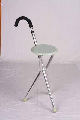 Iron Stool Walking Stick Folding Cane Walking Aid Elderly Tripod Crutch Stool Crutch Chair Walking Stick with Seat