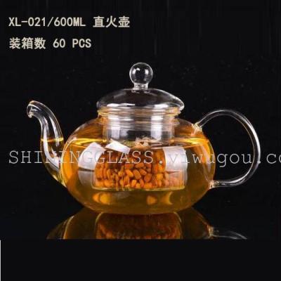 High temperature glass tea tea flowers and tea set to add a thick glass pot of fruit tea fire burning