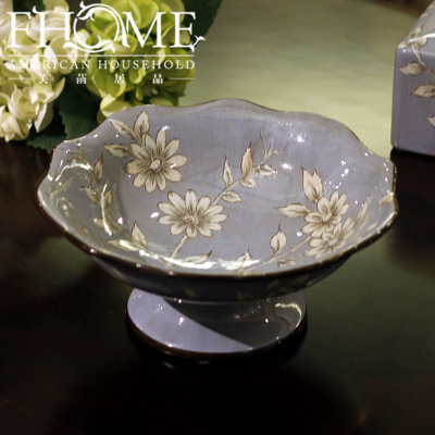 Ceramic bowls painted Wisteria ornaments crafts European style antique fruit decorations home decoration ornaments