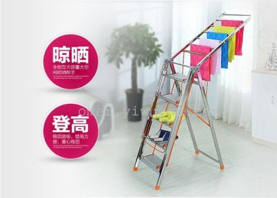 New folding-wing-type stainless steel ladders versatile floor indoor and outdoor clothes hanger factory direct sales