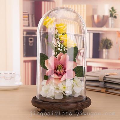 Glass landscape covers, live flowers cover, glass cake plate, glass globe