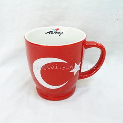 Turkey flag cups red glazed ceramic coffee cup