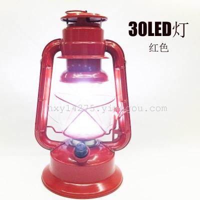 Festive red dimmable LED battery Lantern vintage kerosene tent