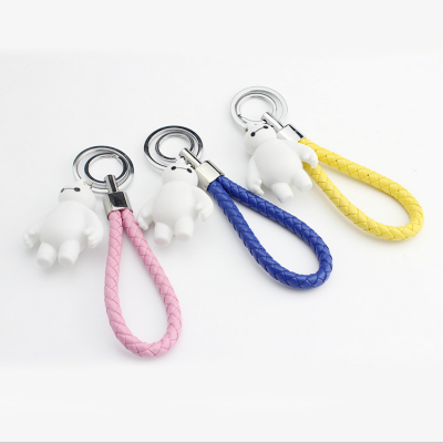 Factory wholesale White leather strap Keychain steam great pendant