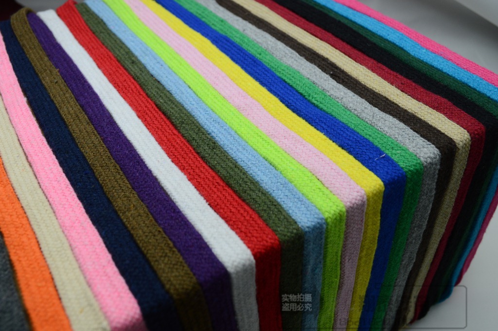 厂家直销义乌棉绳1.0CM宽空心扁绳彩色棉绳棉绳空心绳子