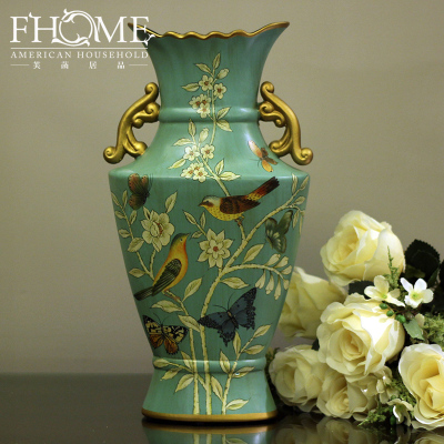 Rural crafts meet binaural/ceramic vase ornaments home accessories hand-painted ornaments housewarming gifts