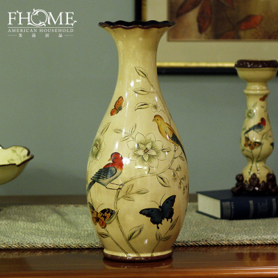 Handicraft villages aftermarket Brown green ceramic vase/bone flower flask decoration home decoration ornaments