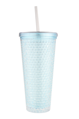 【 American hot style 】 round gel bead cup double layer gel ice cup straw cup