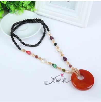 Korean Style Crystal Exaggerated Long Necklace Sweater Chain Wholesale Retro Ornament Women's Korean-Style Fashion All-Matching